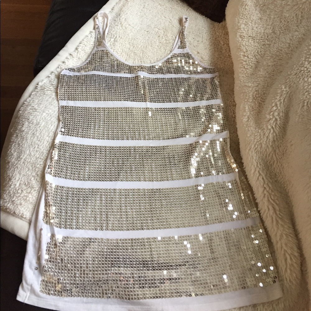 EXPRESS Dreamweight Gold Sequin Tunic Dress Tank