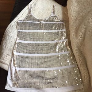 EXPRESS Dreamweight Gold Sequin Tunic Dress Tank