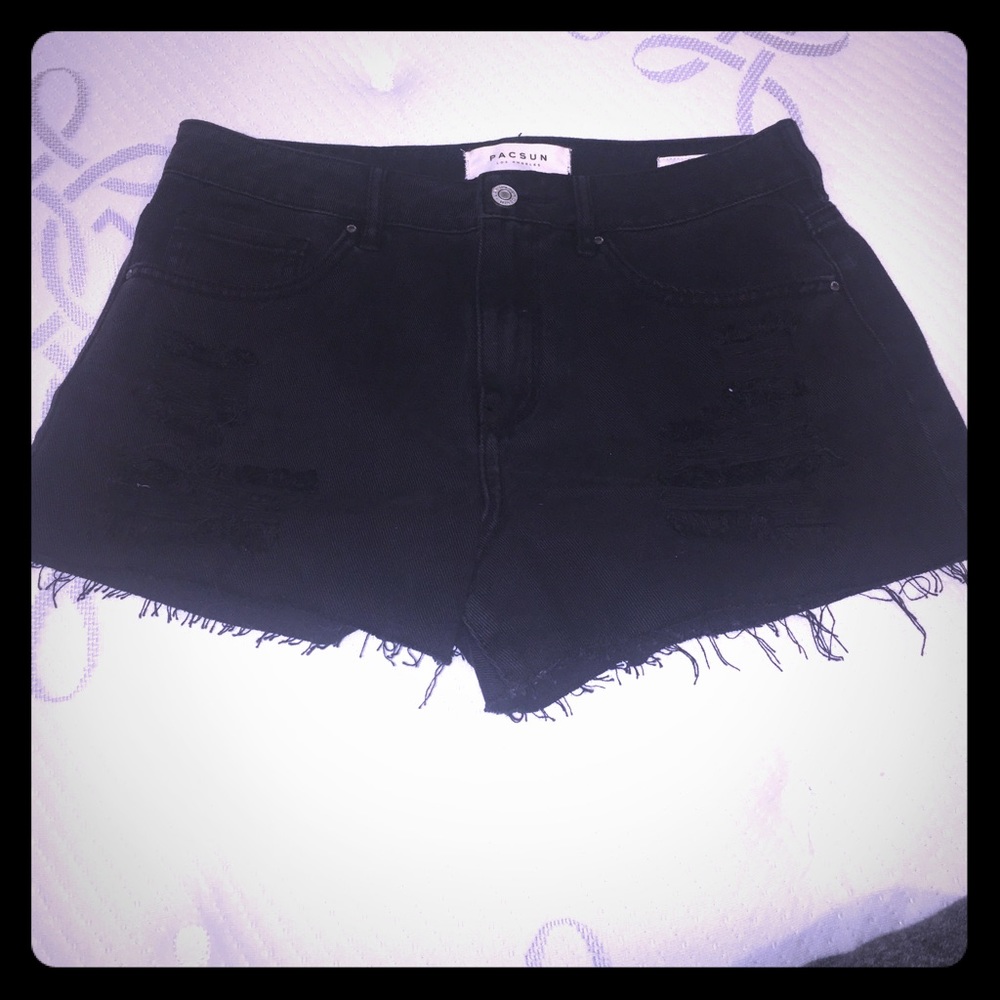 Black ripped jean shorts