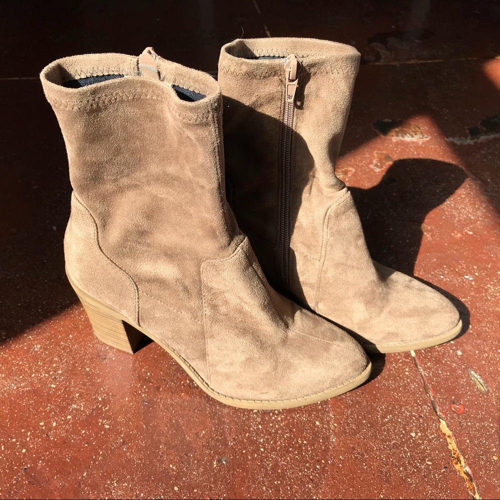 Block Heel Sock Booties