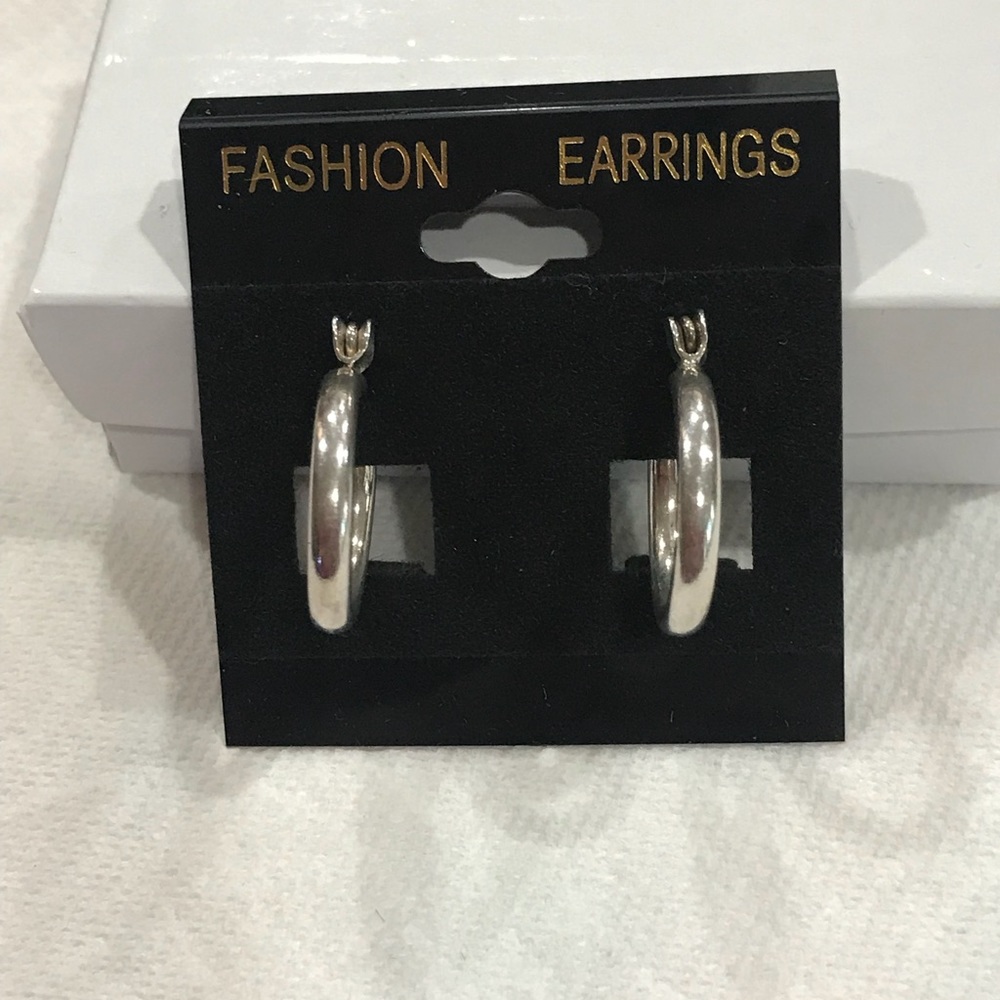 Sterling silver tube hoop earrings