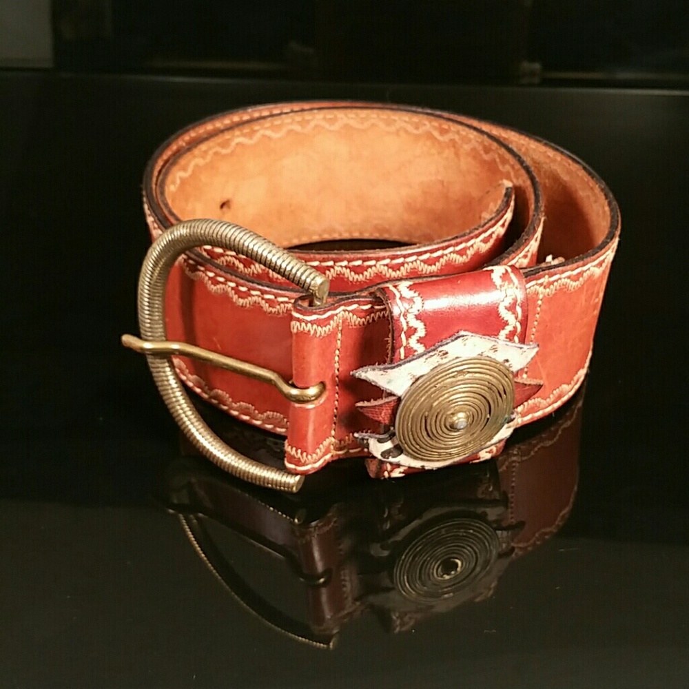 Doppia Vita Genuine Leather Western Belt Brown