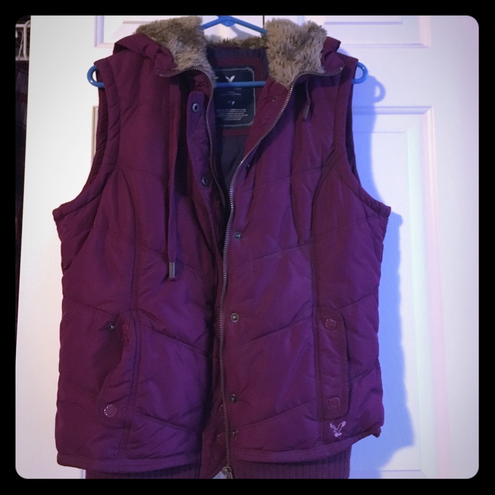 American Eagle Purple hooded vest