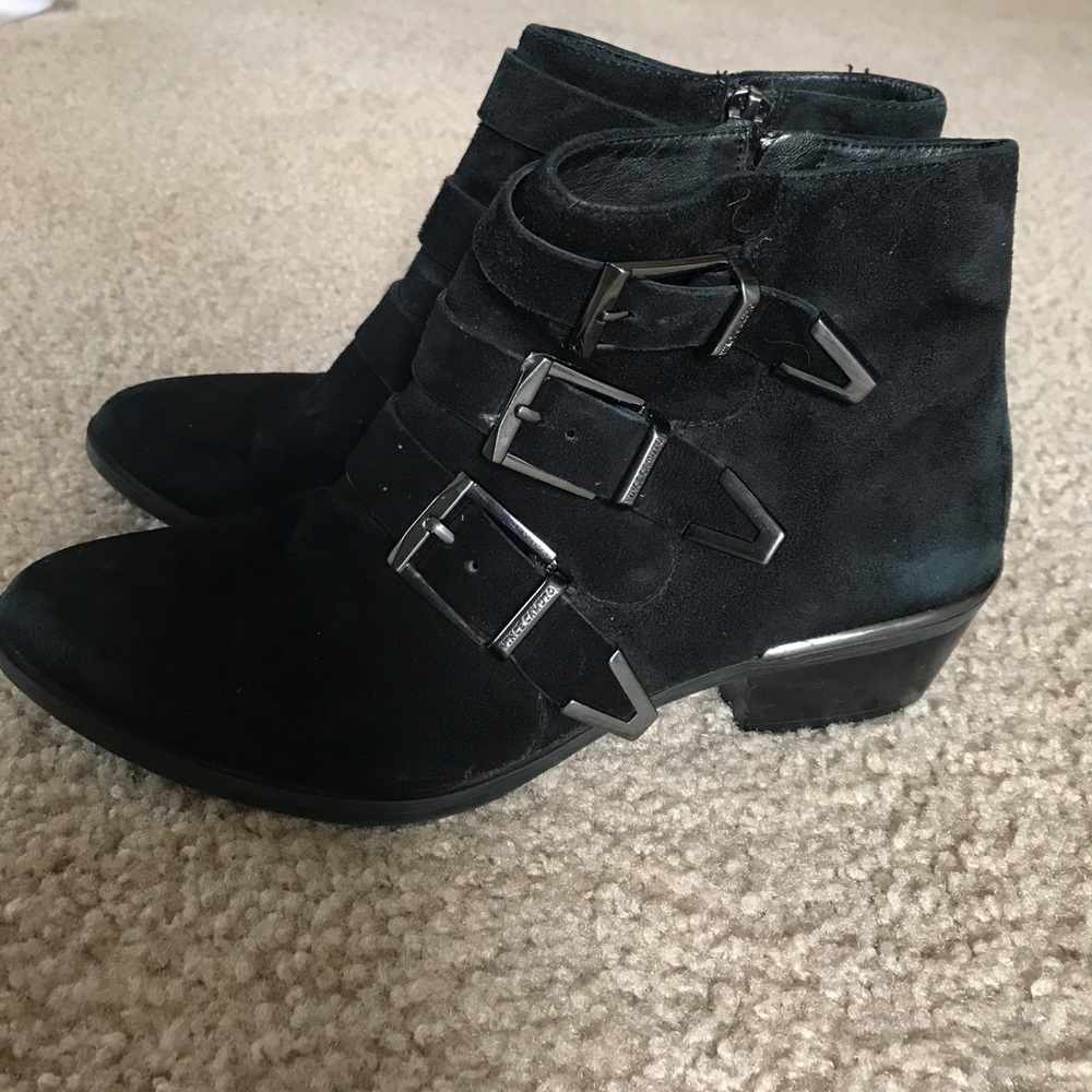 Vince Camuto ankle boots with silver buckles