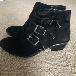 Vince Camuto ankle boots with silver buckles