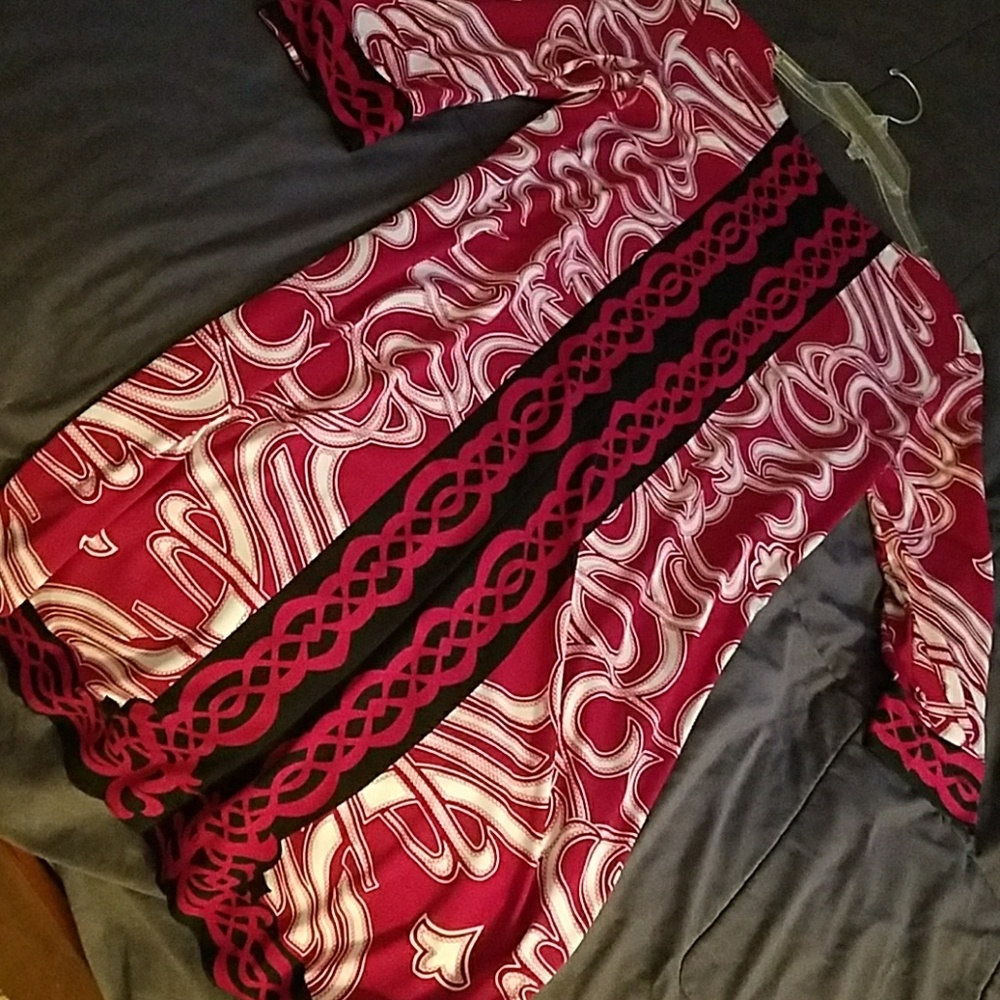 Red and black dress with a hint of white
