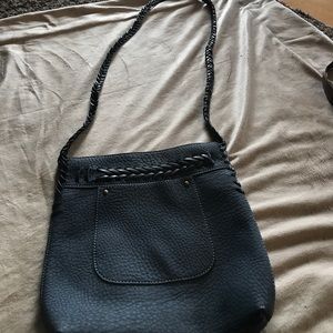 Navy blue soft leather crossbody purse