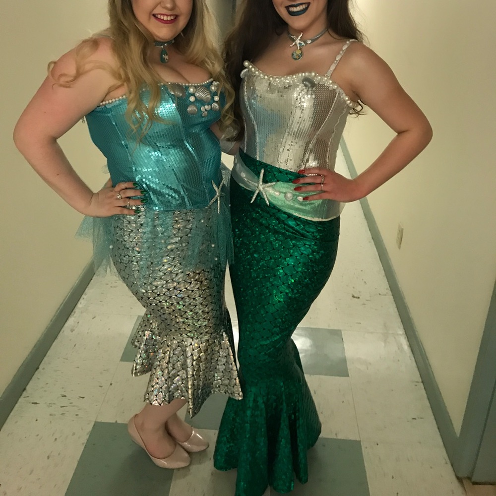 Green/Teal Metallic Full Mermaid Skirt