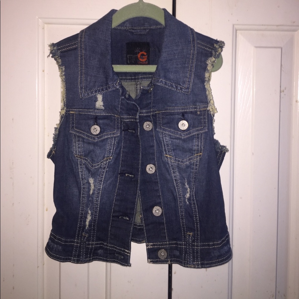 Sleeveless G by Guess ruffed up denim vest