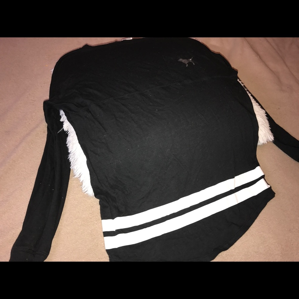 PINK Long Sleeve Sparkly Back Crew