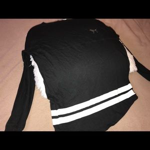 PINK Long Sleeve Sparkly Back Crew