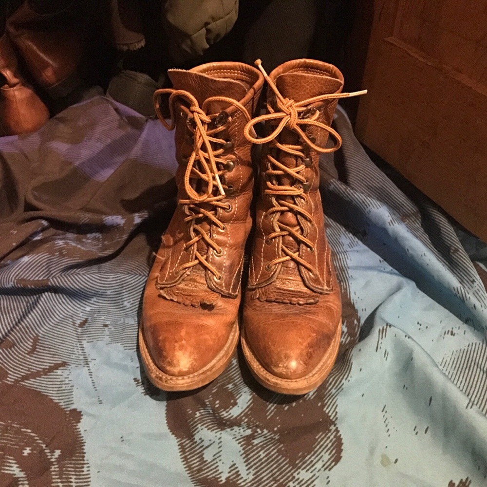 Brown Genuine Leather Roper Boots