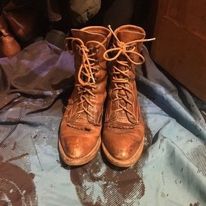 Brown Genuine Leather Roper Boots