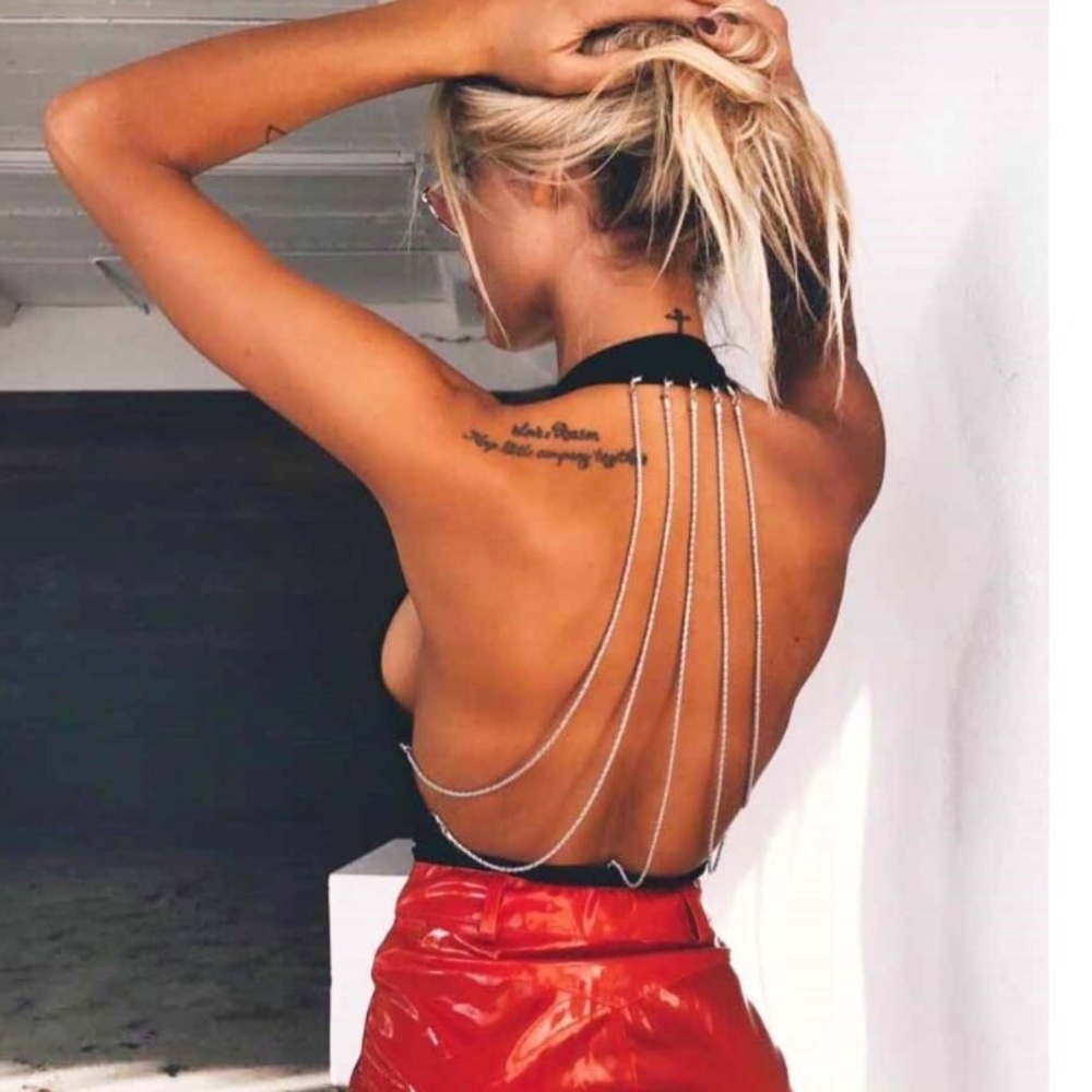 Black Chain Back Bodysuit