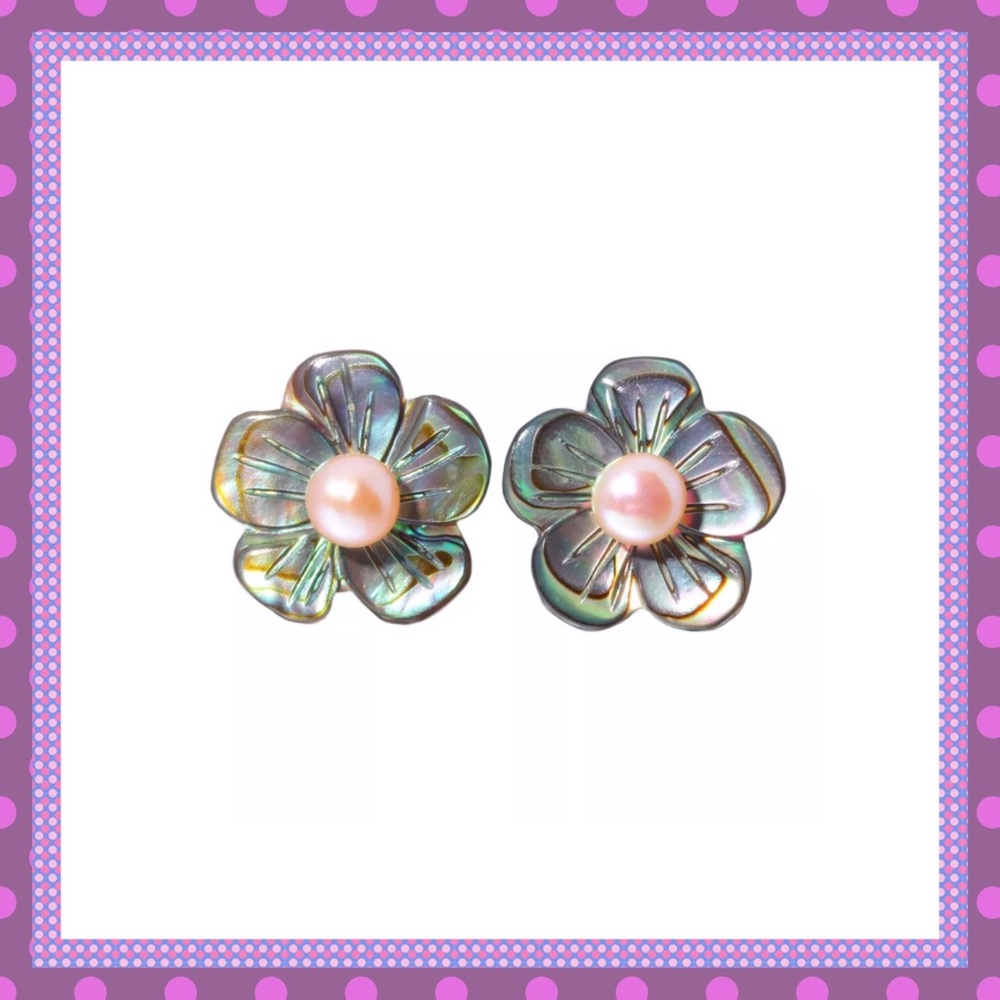 🌺Abalone Shell Flower Earrings with Pearl🌺