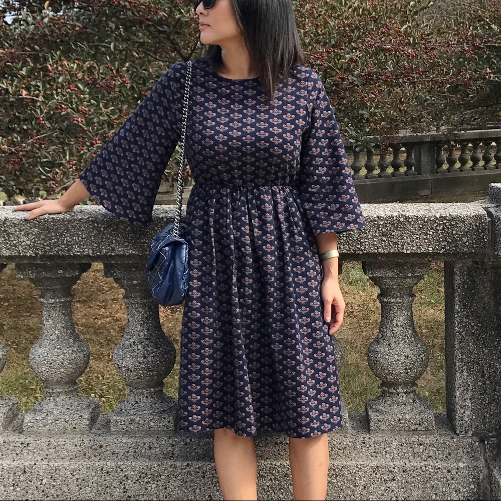 Victorian Floral Print Bell Sleeve Dress - Picture 7 of 7
