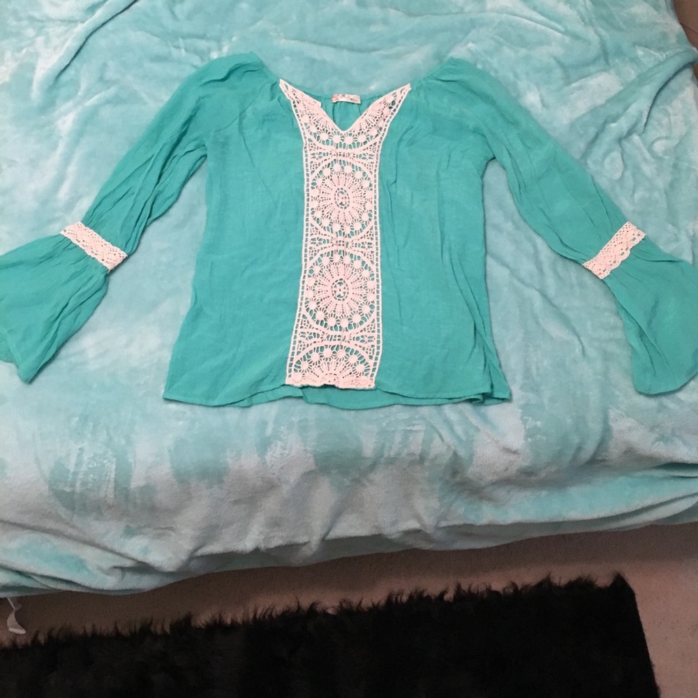 Turquoise Mint Bell sleeve Top