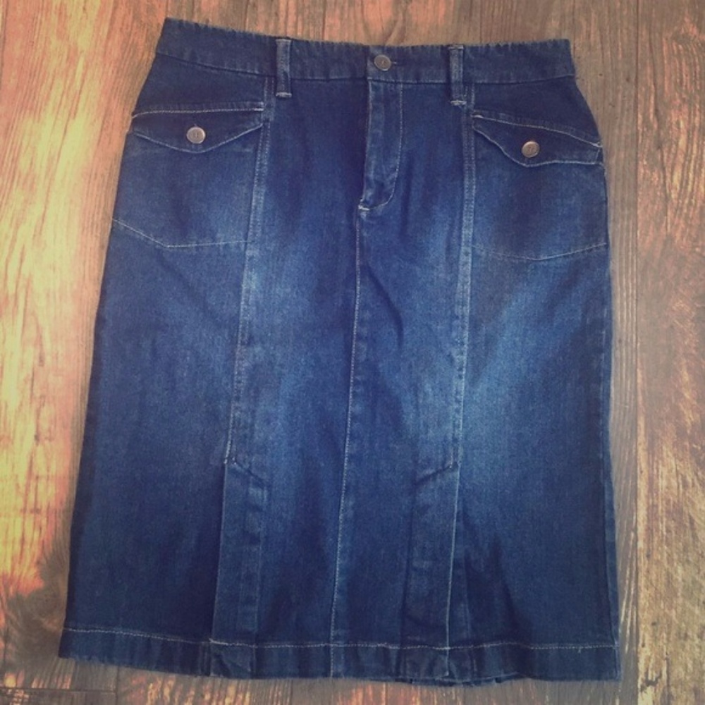 💰SOLD: Sonoma LifeStyle Blue Denim Mid-Calf Skirt