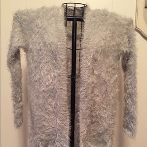 Cato long fuzzy gray cardigan Size M