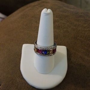 Silver tone with all colors ring
