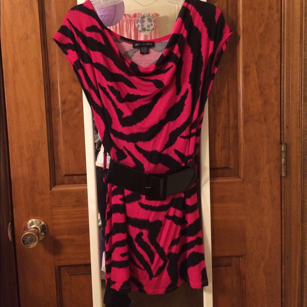 Pink and black zebra print dress/tunic