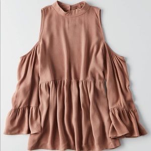 American EagleHigh Neck Cold Shoulder Top