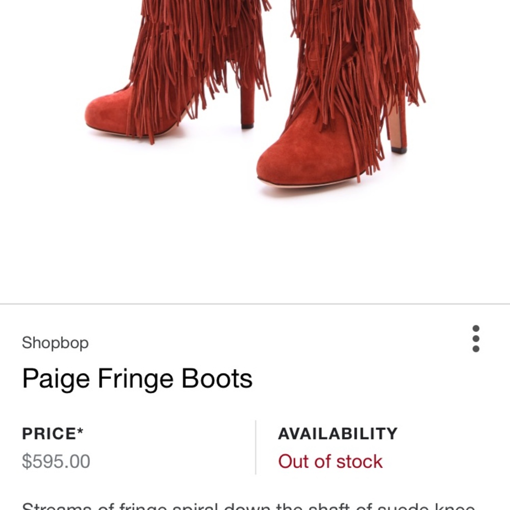 Fringe suede Paige rust boots 40 Shopbop