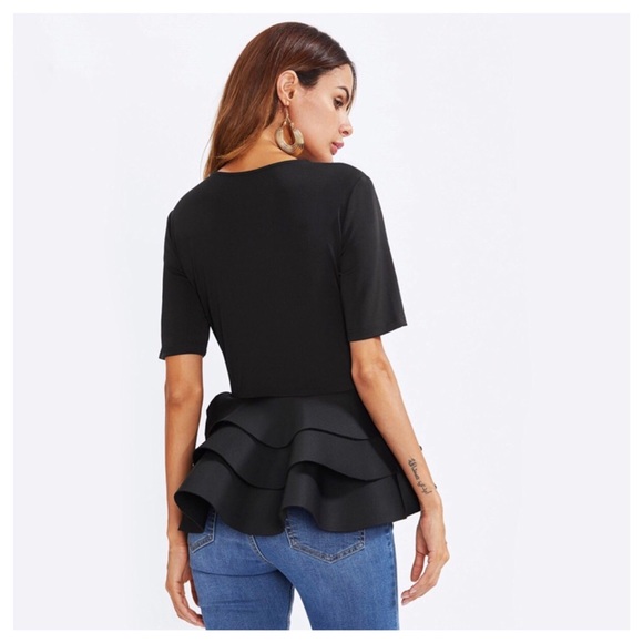 ‼️LAST CALL PRICE FIRM Flared Scuba Peplum Top - Picture 2 of 4