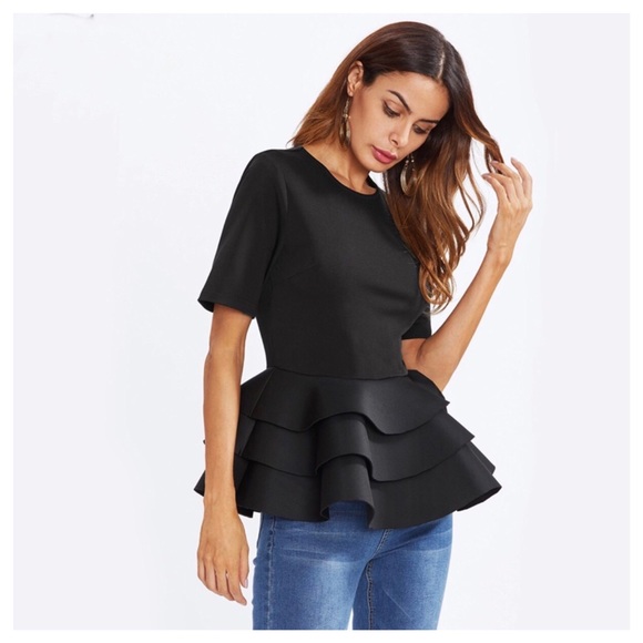 ‼️LAST CALL PRICE FIRM Flared Scuba Peplum Top - Picture 3 of 4