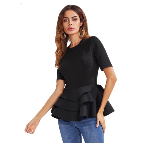 ‼️LAST CALL PRICE FIRM Flared Scuba Peplum Top - Picture 4 of 4
