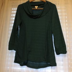 Green cowl neck three quarter sleeve