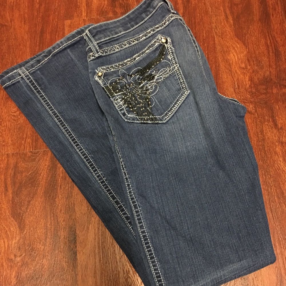 Ultra low rise Boot cut denim jeans