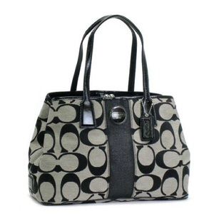 SIGNATURE PRINT KISSLOCK COACH SATCHEL.