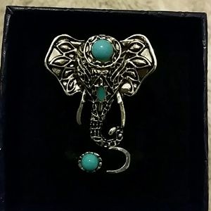 6 pcs Beach Tibetan Sliver Elephant Moon Rings
