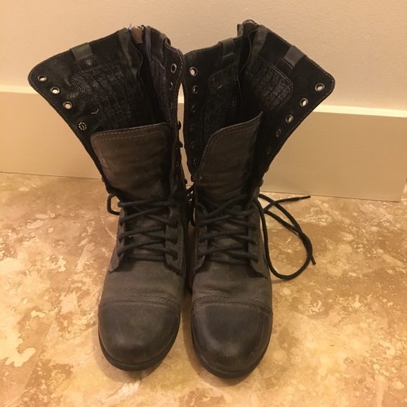 Dark gray Steve Madden combat boots - Picture 1 of 6