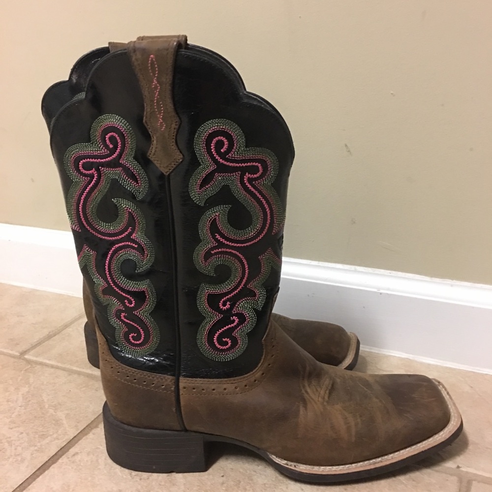 Women’s Brown and Black leather boots