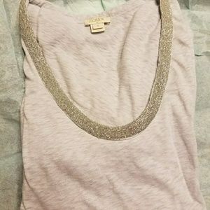 JCrew Factory Tee with beaded collar