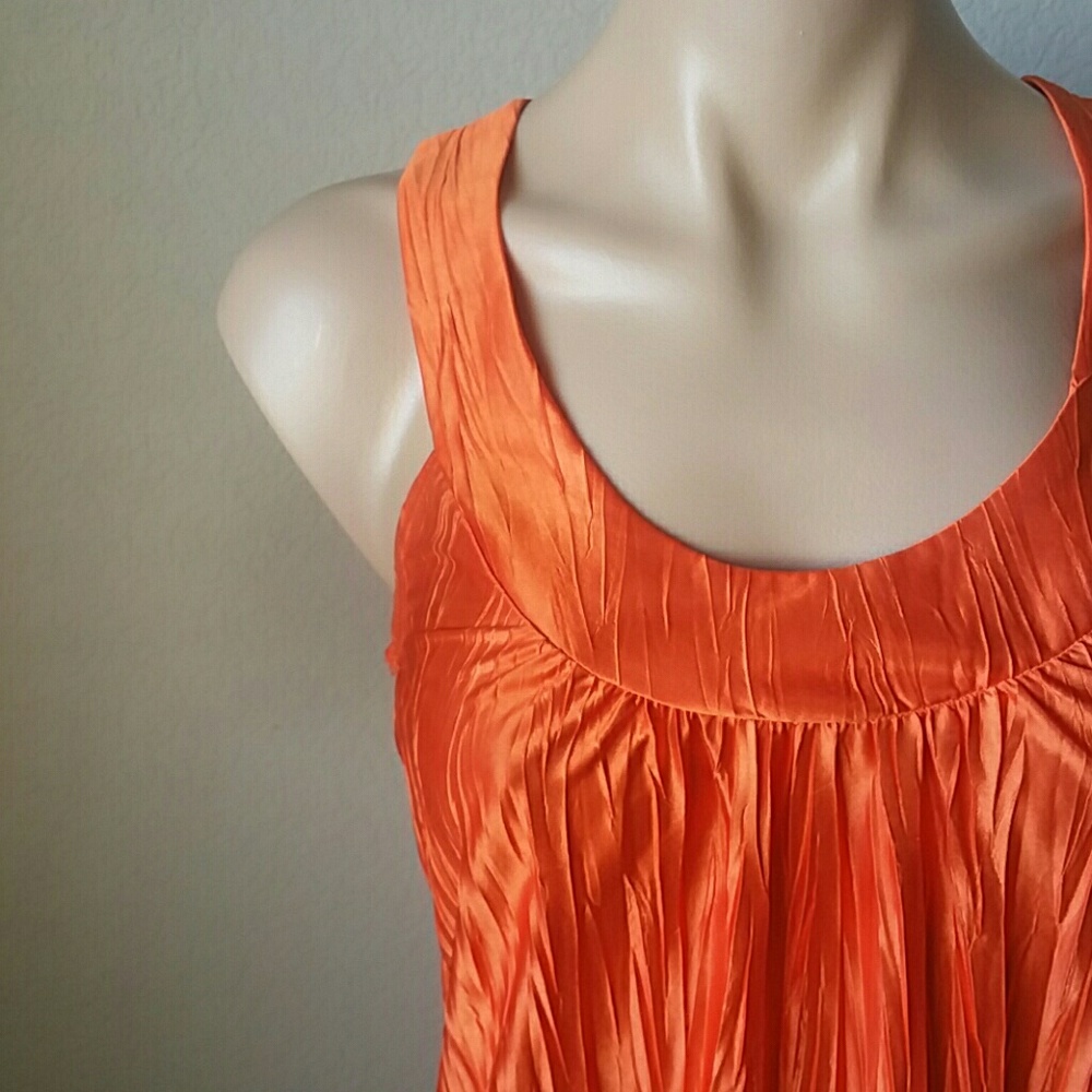 Orange Racer Back Textured Tank Top