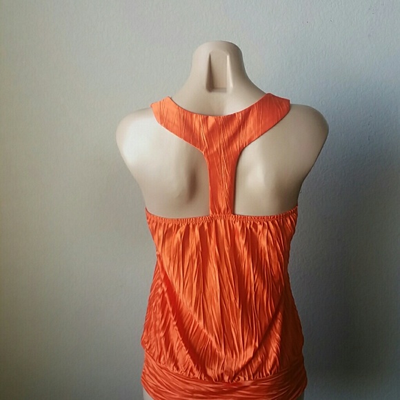 Orange Racer Back Textured Tank Top - Picture 3 of 4