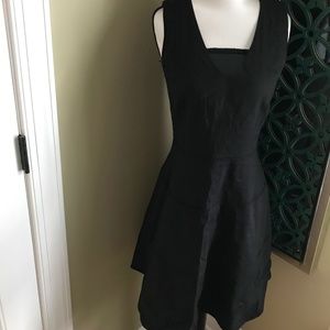 Theory Black Linen V-Neck Dress