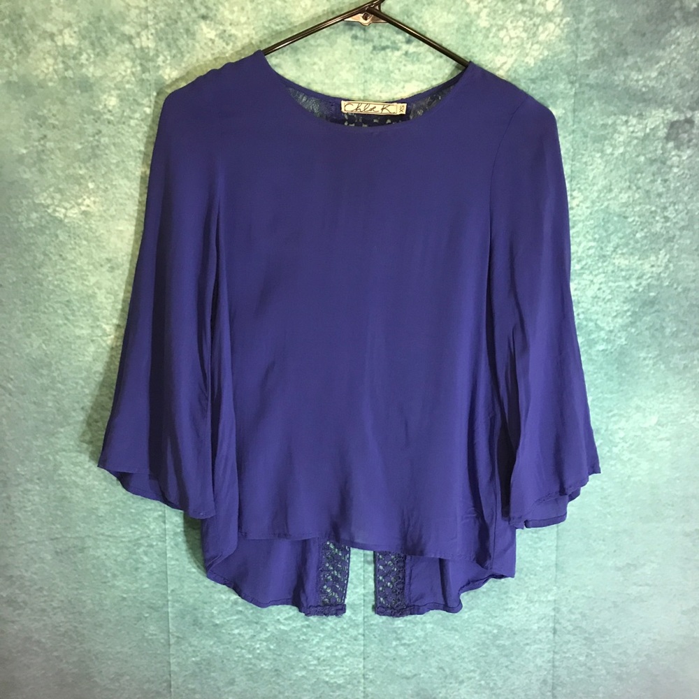 Chloe K lace top blouse blue size xs
