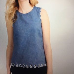 J. Crew chambray scalloped top - Size 6