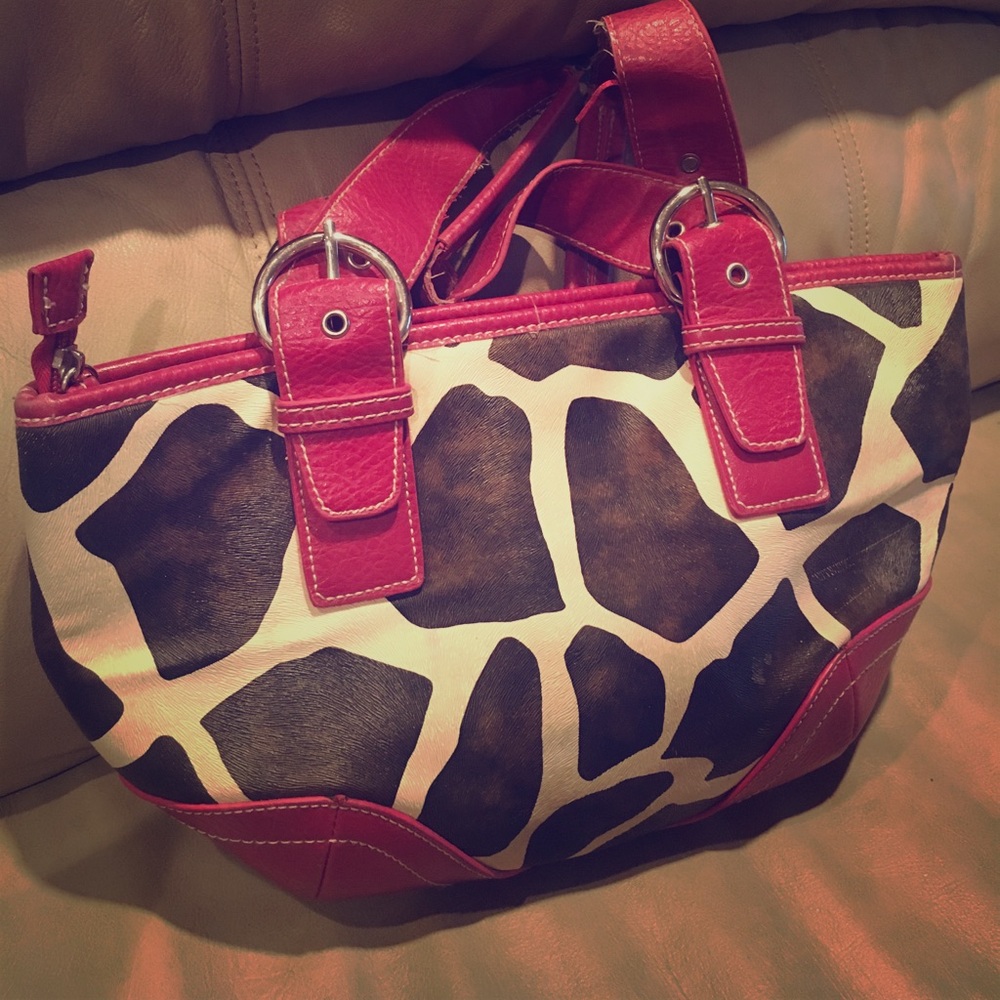 Beige & black cow hide pattern, faux leather purse