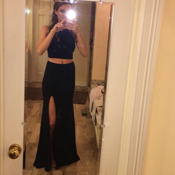 Sherri Hill Dresses & Skirts - Sherri Hill Navy Halter Fitted Prom Dress