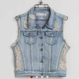 RWH Distressed Denim Vest