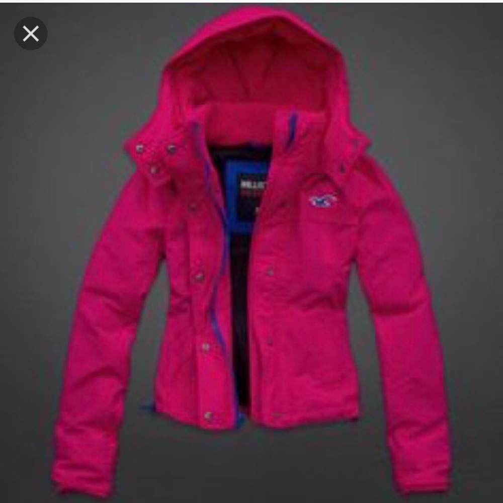 All weather hot pink hollister jacket