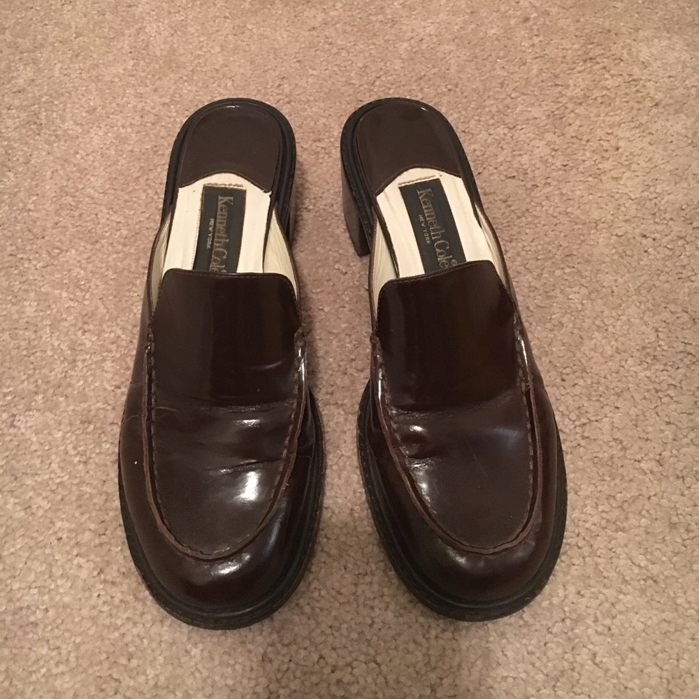 Vintage 1990s Kenneth Cole brown leather slip ons