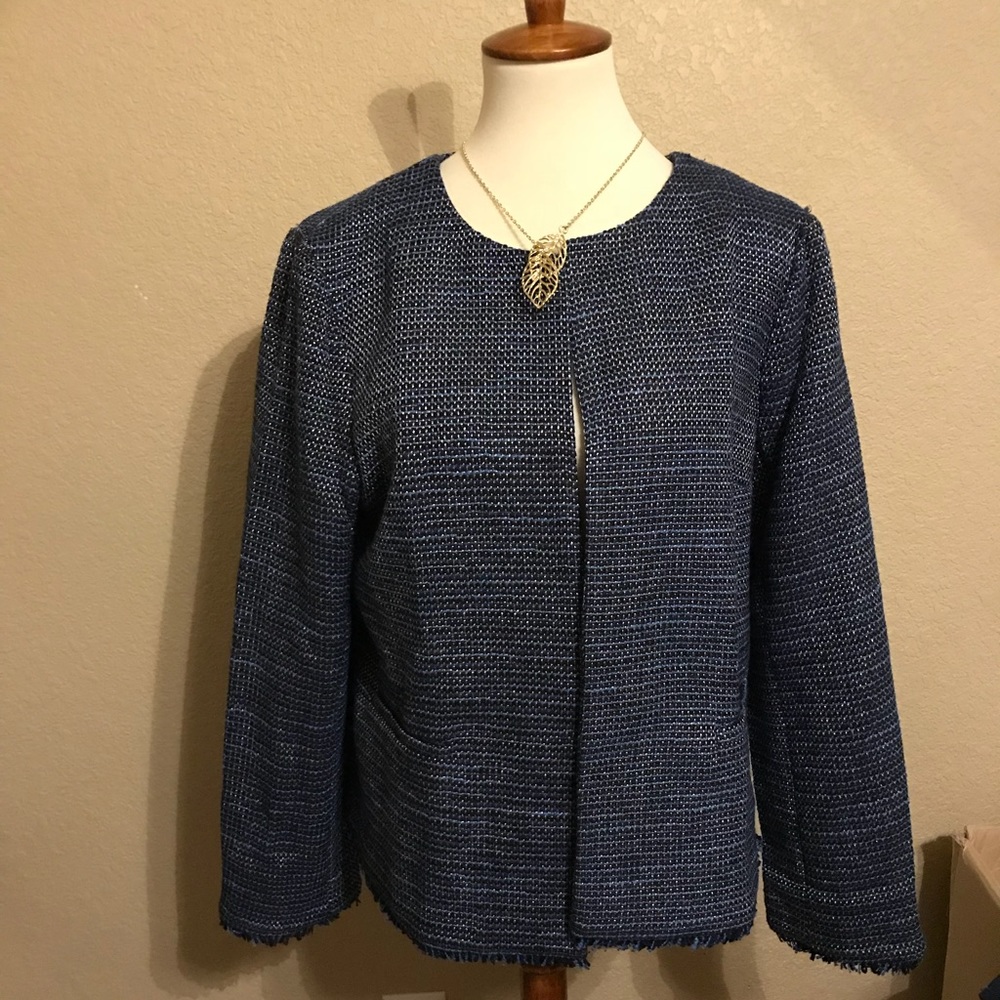 Lark & Ro Blue and Black Tweed Blazer