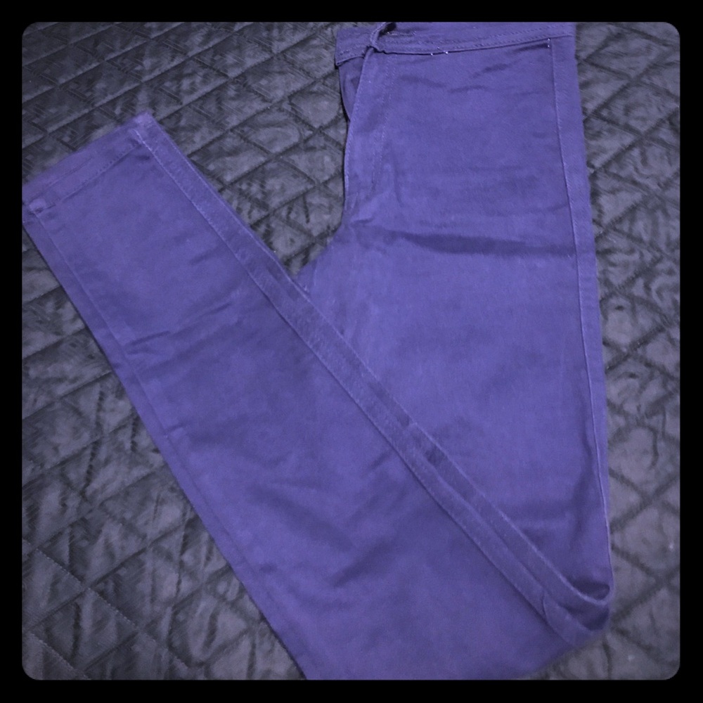 Blue stretch cropped jeans leggings