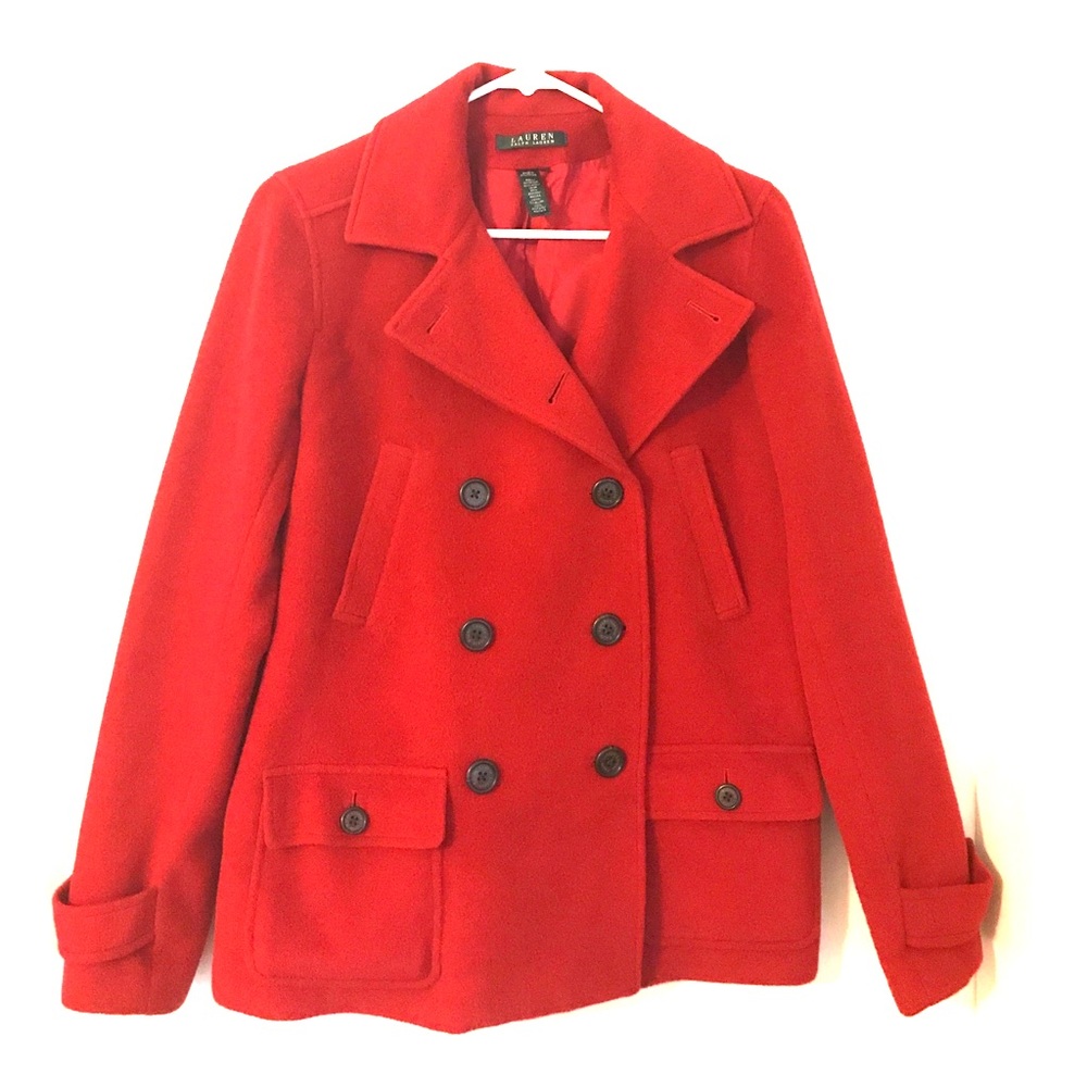 Ralph Lauren Red Wool Peacoat - Size Small